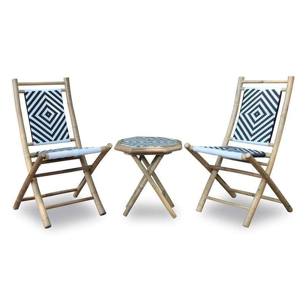 Tables Bistro Table Set - 20" X 15" X 36" Natural/Black & White Bamboo Chairs and a Table Bistro Set HomeRoots