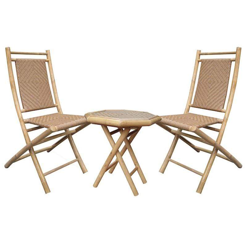 Tables Bistro Table Set - 20" X 15" X 36" Natural/Tan Bamboo Chairs and a Table Bistro Set HomeRoots