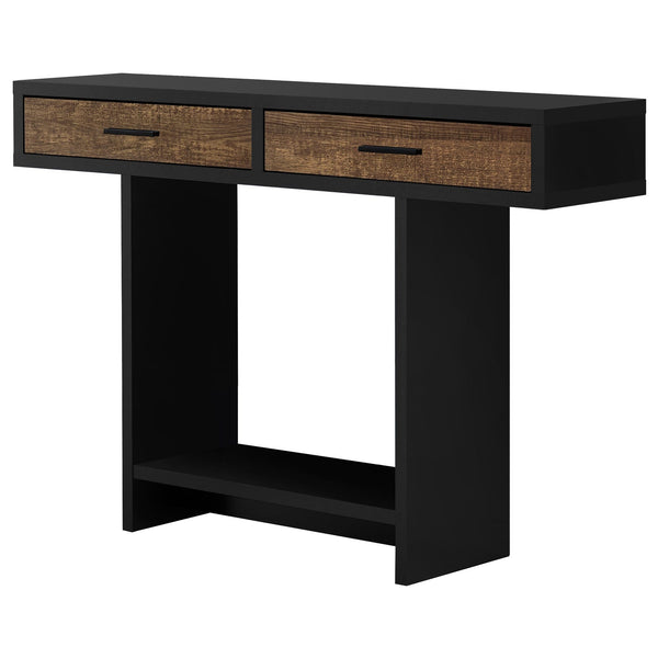 Tables Black Accent Table - 12'.25" x 47'.25" x 32" Black, Brown, Particle Board, Hollow-Core - Accent Table with 2 Drawers HomeRoots