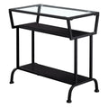 Tables Black Accent Table - 12" x 24" x 22" Cappuccino/Black/Clear, Metal, Mdf, Tempered Glass - Accent Table HomeRoots