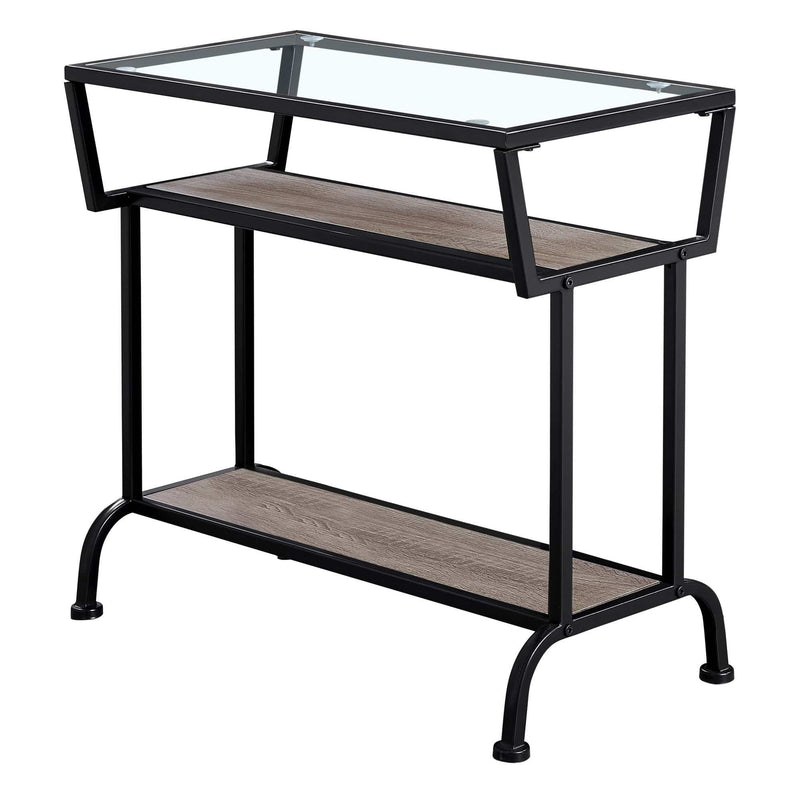 Tables Black Accent Table - 12" x 24" x 22" Dark Taupe/Black/Clear, Metal, Mdf, Tempered Glass - Accent Table HomeRoots