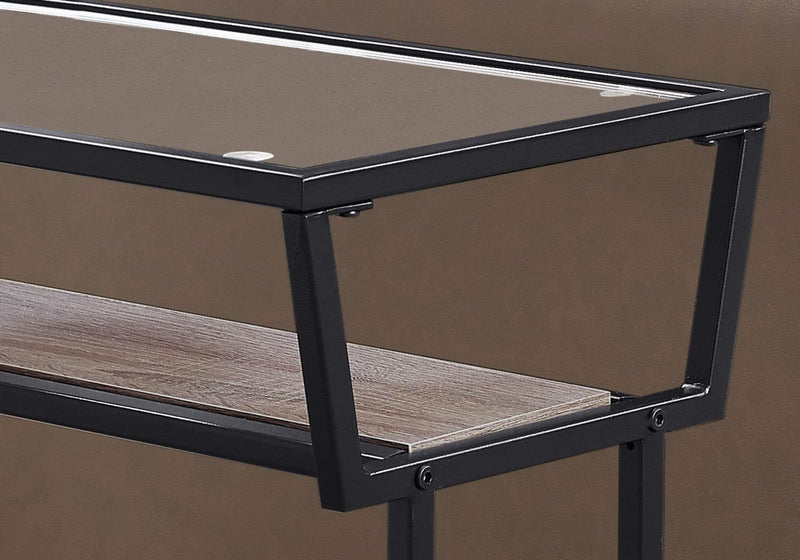 Tables Black Accent Table - 12" x 24" x 22" Dark Taupe/Black/Clear, Metal, Mdf, Tempered Glass - Accent Table HomeRoots