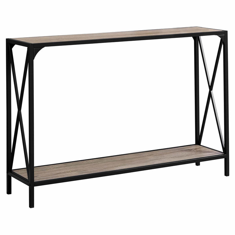 Tables Black Accent Table - 12" x 48" x 32" Dark Taupe, Black, Mdf, Metal - Accent Table HomeRoots