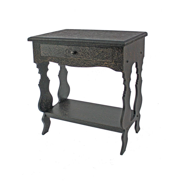 Tables Black Accent Table - 14" x 28" x 29" Black, 1 Drawer, Vintage, Wooden - Accent Table HomeRoots