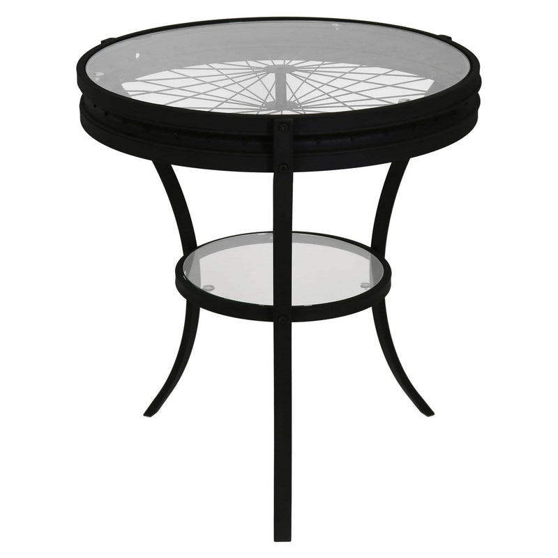 Tables Black Accent Table - 22'.5" x 22'.5" x 24" Black, Clear, Tempered Glass, Metal - Accent Table HomeRoots