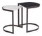 Tables Black End Tables - 16.1" x 16.1" x 22" Black Stone & Antique Brass, Faux Marble, Steel, Nesting End Tables HomeRoots