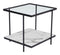 Tables Black End Tables - 24" x 22" x 22" Clear, White & Matte Black, Tempered Glass, Faux Marble, Steel, End Table HomeRoots