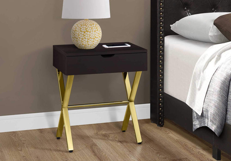 Tables Cheap Accent Tables - 12" x 18'.25" x 22'.25" Cappuccino/Gold, Metal -Accent Table HomeRoots