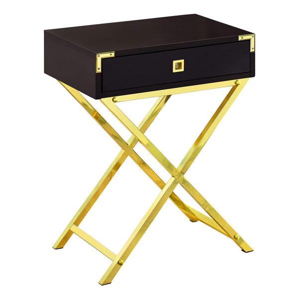 Tables Cheap Accent Tables - 12" x 18'.25" x 24" Cappuccino, Gold, Metal, Particle Board - Accent Table HomeRoots