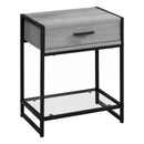 Tables Cheap Accent Tables - 12" x 18" x 22" Grey/Black Metal, Tempered Glass - Accent Table HomeRoots