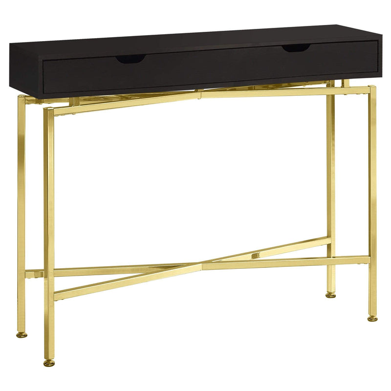 Tables Cheap Accent Tables - 12" x 42'.5" x 32'.5" Cappuccino/Gold, Hall Console - Accent Table HomeRoots