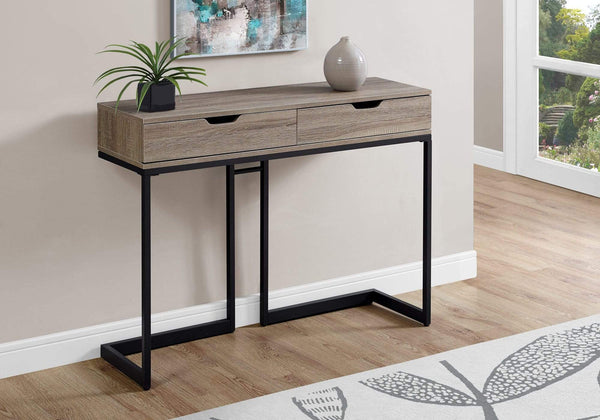 Tables Cheap Accent Tables - 32" Dark Taupe MDF and Black Metal Accent Table HomeRoots