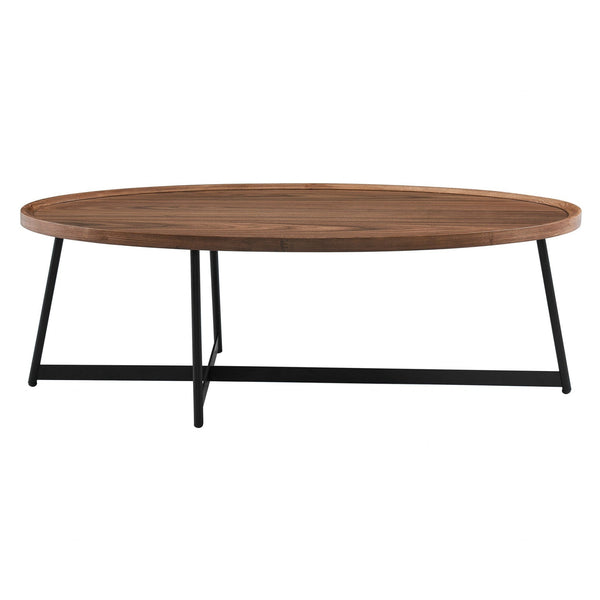 Tables Cheap Coffee Tables - 23.63" X 47.25" X 15.75" Oval Coffee Table in American Walnut and Black HomeRoots