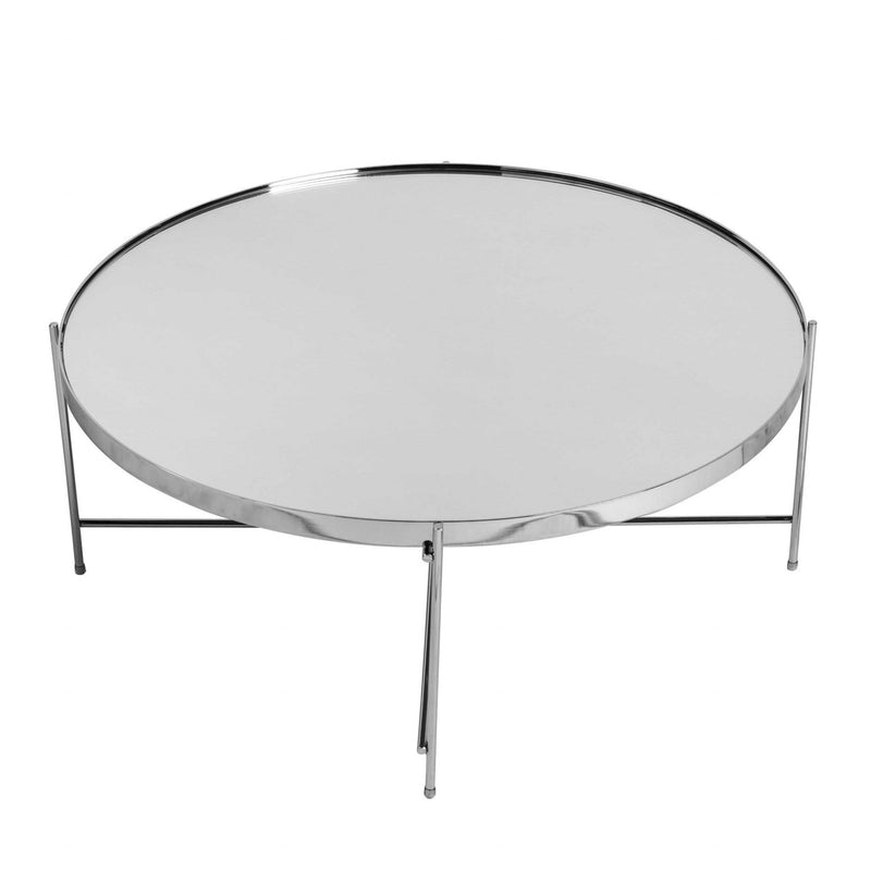 Tables Cheap Coffee Tables - 32.49" X 32.49" X 13" Coffee Table in Silver Mirror and Chrome HomeRoots