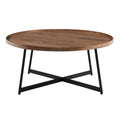 Tables Cheap Coffee Tables - 35.44" X 35.44" X 15.75" Round Coffee Table in American Walnut and Black HomeRoots