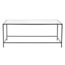 Tables Cheap Coffee Tables - 43.76" X 20.76" X 17.88" Coffee Table in Clear Glass with Black Base HomeRoots