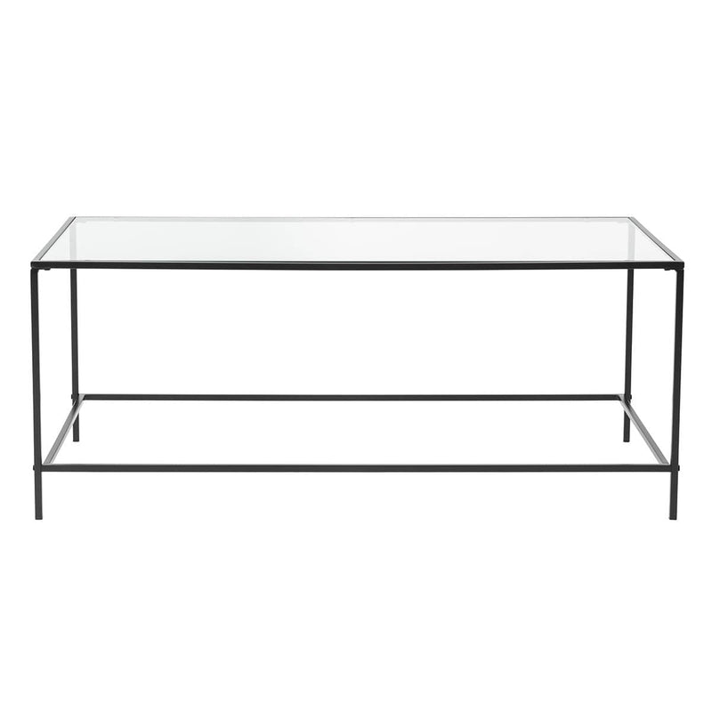 Tables Cheap Coffee Tables - 43.76" X 20.76" X 17.88" Coffee Table in Clear Glass with Black Base HomeRoots