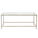 Tables Cheap Coffee Tables - 43.76" X 20.76" X 17.88" Coffee Table in Clear Glass with Brass Base HomeRoots