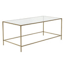 Tables Cheap Coffee Tables - 43.76" X 20.76" X 17.88" Coffee Table in Clear Glass with Brass Base HomeRoots