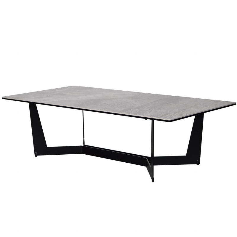 Tables Cheap Coffee Tables - 47.25" X 23.63" X 13.78" Coffee Table in Italian Ash Gray Ceramic Glass and Matte Black HomeRoots