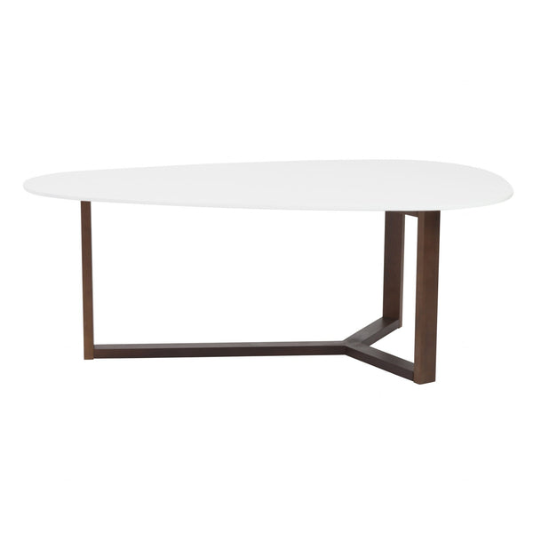 Tables Cheap Coffee Tables - 47.64" X 27.56" X 14.97" Coffee Table in Matte White with Dark Walnut Base HomeRoots
