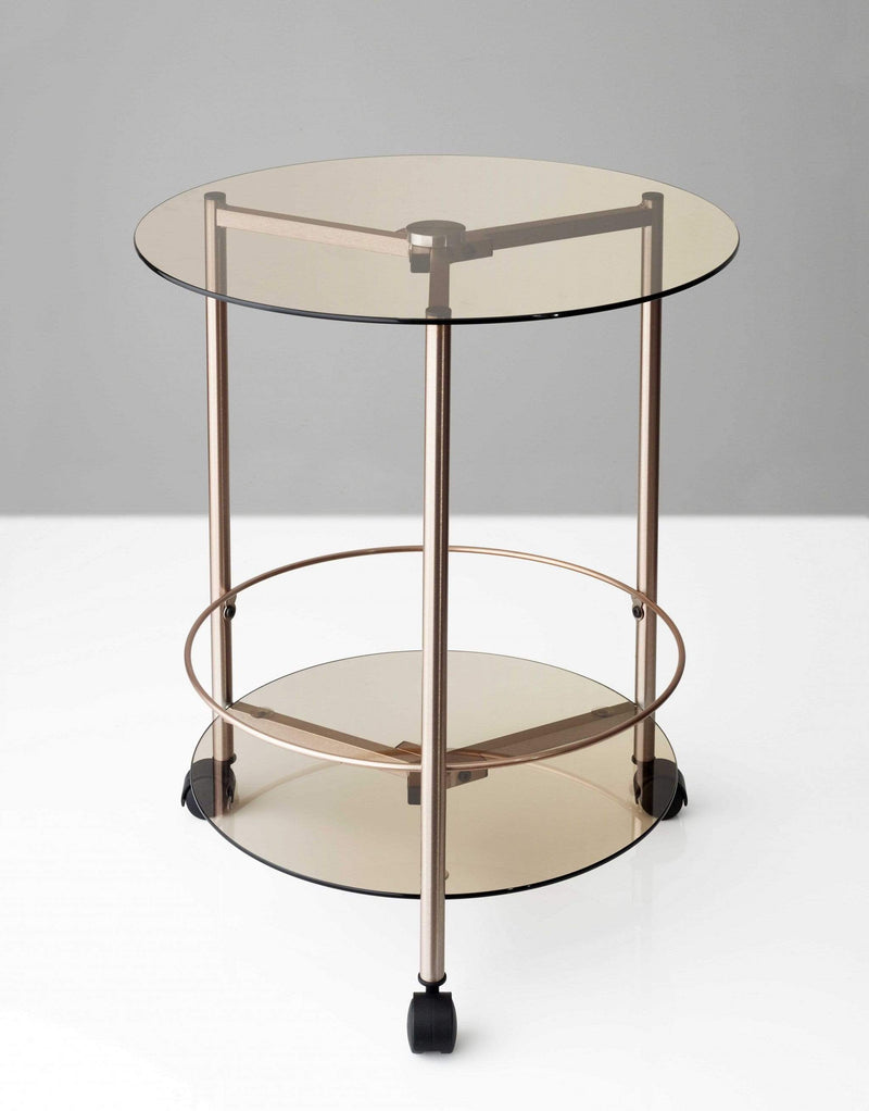Tables Cheap End Tables - 24" X 23.5" Copper 3 Wheels on Base Rolling End Table HomeRoots