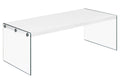 Tables Coffee Table Sets - 22" x 44" x 16'.25" White, Clear, Particle Board, Tempered Glass - Coffee Table HomeRoots