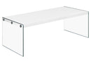 Tables Coffee Table Sets - 22" x 44" x 16'.25" White, Clear, Particle Board, Tempered Glass - Coffee Table HomeRoots