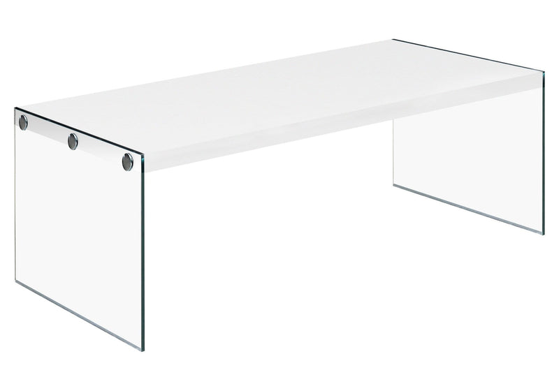 Tables Coffee Table Sets - 22" x 44" x 16'.25" White, Clear, Particle Board, Tempered Glass - Coffee Table HomeRoots