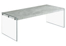 Tables Coffee Table Sets - 22" x 44" x 16" Grey Cement, Tempered Glass - Coffee Table HomeRoots