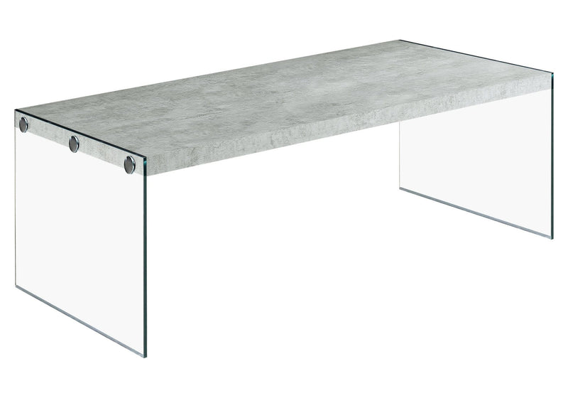 Tables Coffee Table Sets - 22" x 44" x 16" Grey Cement, Tempered Glass - Coffee Table HomeRoots