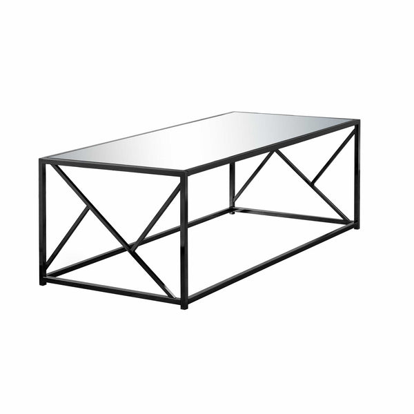 Tables Coffee Table Sets - 23'.75" x 47'.25" x 17'.5" Black, Metal, Glass, Particle Board - Coffee Table with a Mirror Top HomeRoots