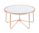 Tables Coffee Table Sets - 34" X 34" X 18" Frosted Glass And Rose Gold Coffee Table HomeRoots