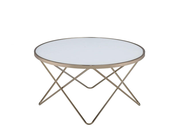 Tables Coffee Table Sets - 34" X 34" X 18" Frosted Glass Champagne Coffee Table HomeRoots