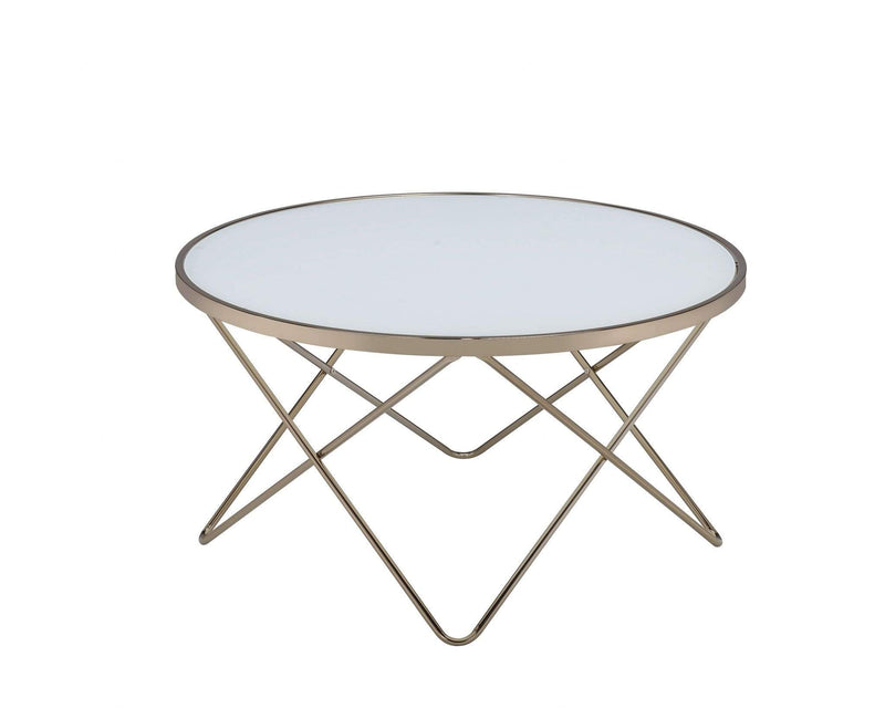 Tables Coffee Table Sets - 34" X 34" X 18" Frosted Glass Champagne Coffee Table HomeRoots