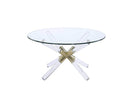 Tables Coffee Table Sets - 34" X 34" X 18" Gold, Clear Acrylic And Clear Glass Coffee Table HomeRoots