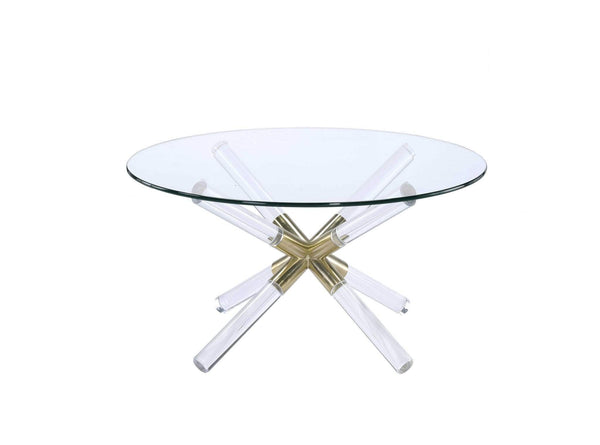 Tables Coffee Table Sets - 34" X 34" X 18" Gold, Clear Acrylic And Clear Glass Coffee Table HomeRoots