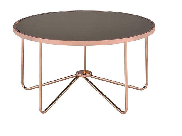 Tables Coffee Table Sets - 34" X 34" X 18" Smoky Glass And Rose Gold Coffee Table HomeRoots