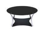 Tables Coffee Table Sets - 35" X 35" X 16" Black Glass And Chrome Coffee Table HomeRoots