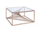 Tables Coffee Table Sets - 35" X 35" X 19" Brushed Copper And Clear Glass Coffee Table HomeRoots