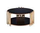 Tables Coffee Table Sets - 37" X 37" X 18" Black Glass And Gold Coffee Table HomeRoots