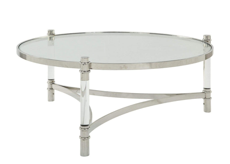 Tables Coffee Table Sets - 41" X 41" X 17" Clear Acrylic, Stainless Steel And Clear Glass Coffee Table HomeRoots