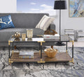 Tables Coffee Table Sets - 48" X 24" X 19" Black, Gold And Smoky Glass Coffee Table HomeRoots