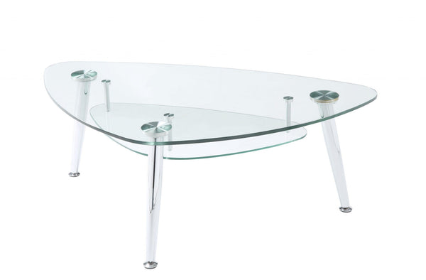 Tables Coffee Table Sets - 50" X 30" X 18" Chrome And Clear Glass Coffee Table HomeRoots