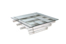 Tables Coffee Table Sets - Coffee Table, Square Clear Glass, Stainless Steel Base HomeRoots