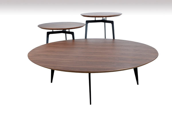 Tables Coffee Tables - 11" Walnut Veneer and Metal Coffee Table Set HomeRoots