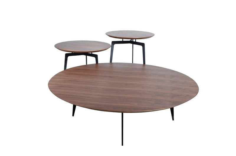 Tables Coffee Tables - 11" Walnut Veneer and Metal Coffee Table Set HomeRoots