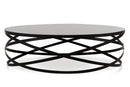 Tables Coffee Tables - 13" Black Metal and Glass Coffee Table HomeRoots