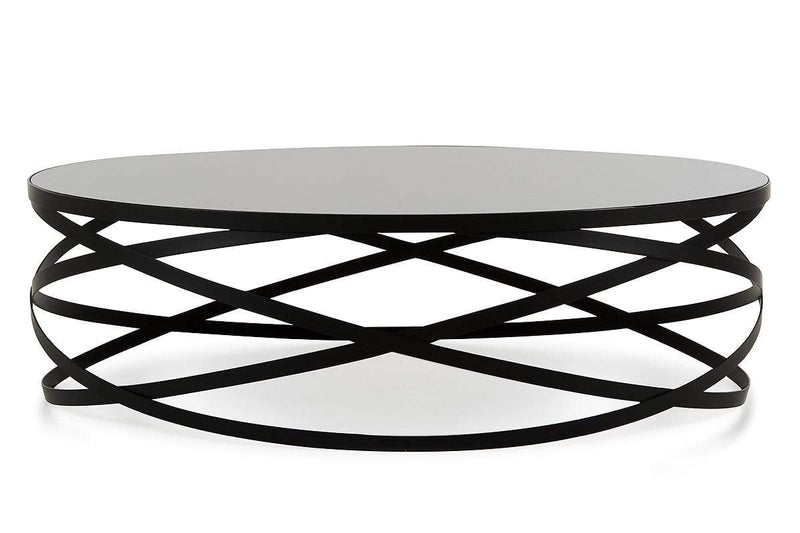 Tables Coffee Tables - 13" Black Metal and Glass Coffee Table HomeRoots