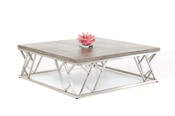 Tables Coffee Tables - 13" Concrete and Steel Coffee Table HomeRoots